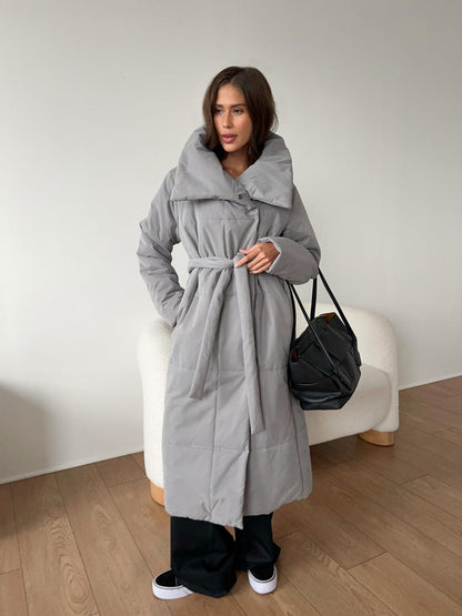Abrigo Invierno Largo Cuello Alto Elegante