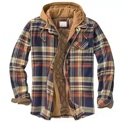 Chaqueta Piel Cuadros Abrigo Hombre