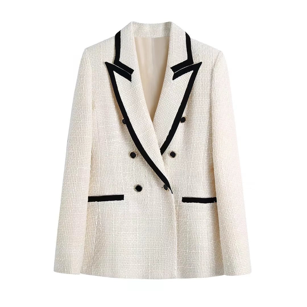 Chaquetón Mujer Elegante Contraste Moderno - Vestiria