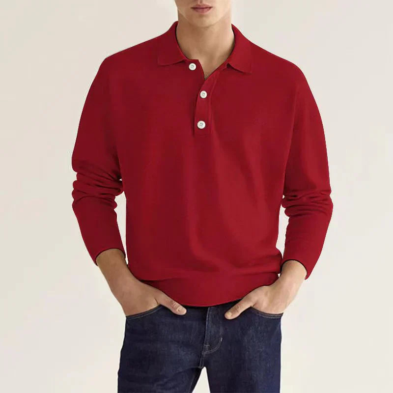 Camisa Polo Elegante Hombre Manga Larga