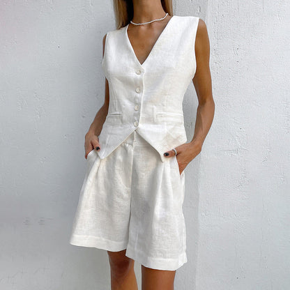 Traje de chaqueta y pantalón corto femenino elegante