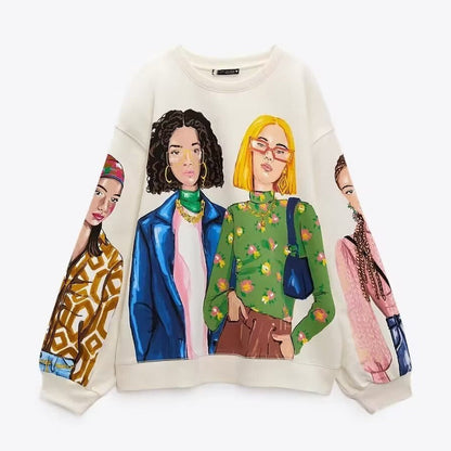 Sudaderas anchas con estampado casual