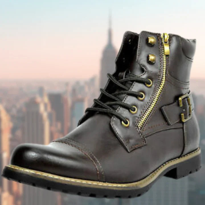 Botas de cuero moto estilo clásico hombre - Vestiria