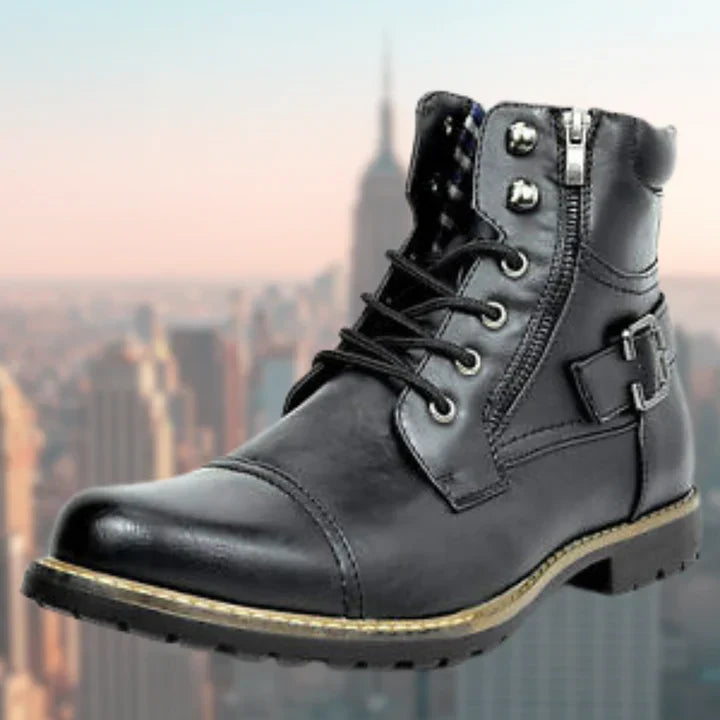 Botas de cuero moto estilo clásico hombre