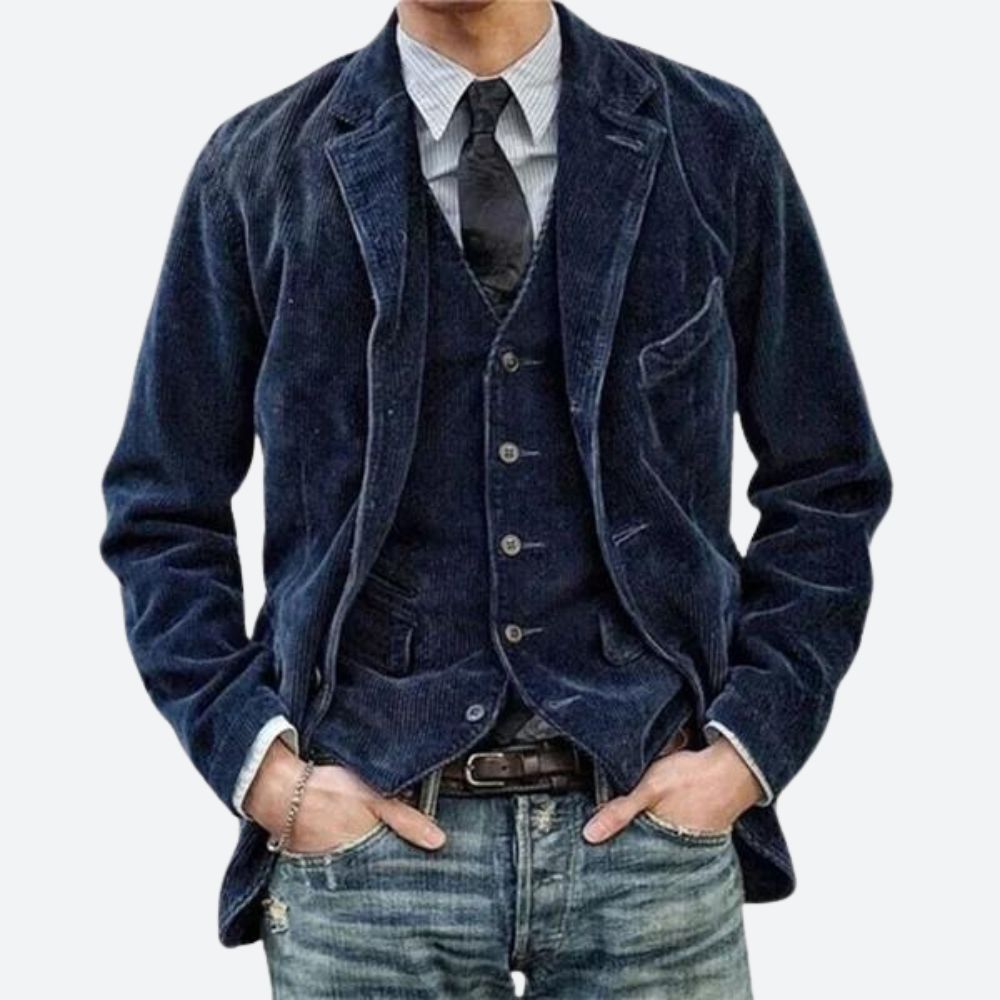 Chaqueta de cuero grueso con bolsillos para hombre
