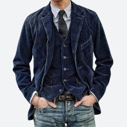 Chaqueta de cuero grueso con bolsillos para hombre