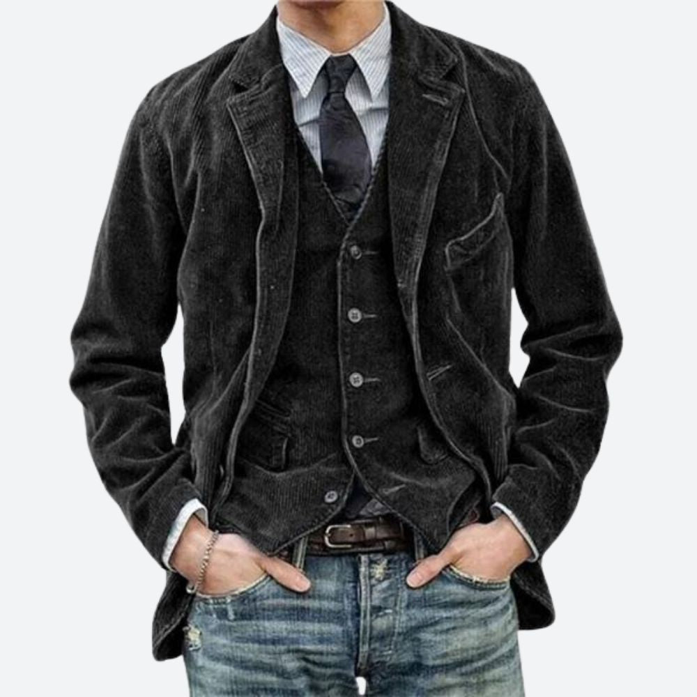Chaqueta de cuero grueso con bolsillos para hombre