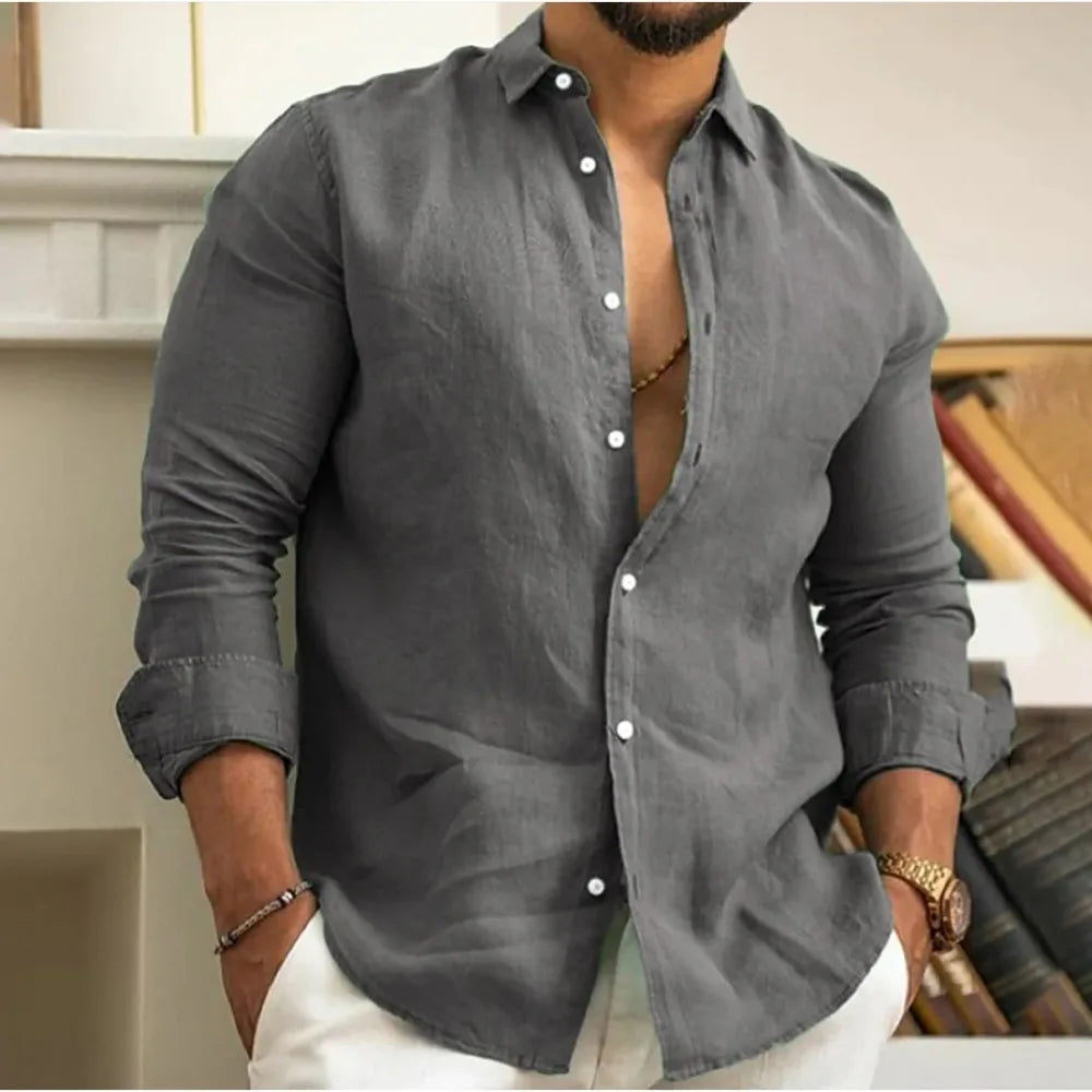 Camisa Lino Ligera Verano Hombre