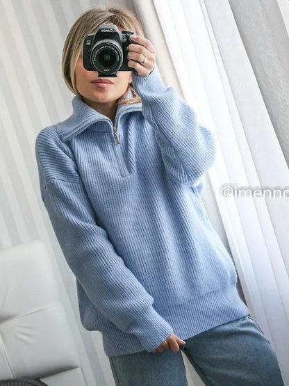 Jersey Cuello Alto Cremallera Mujer