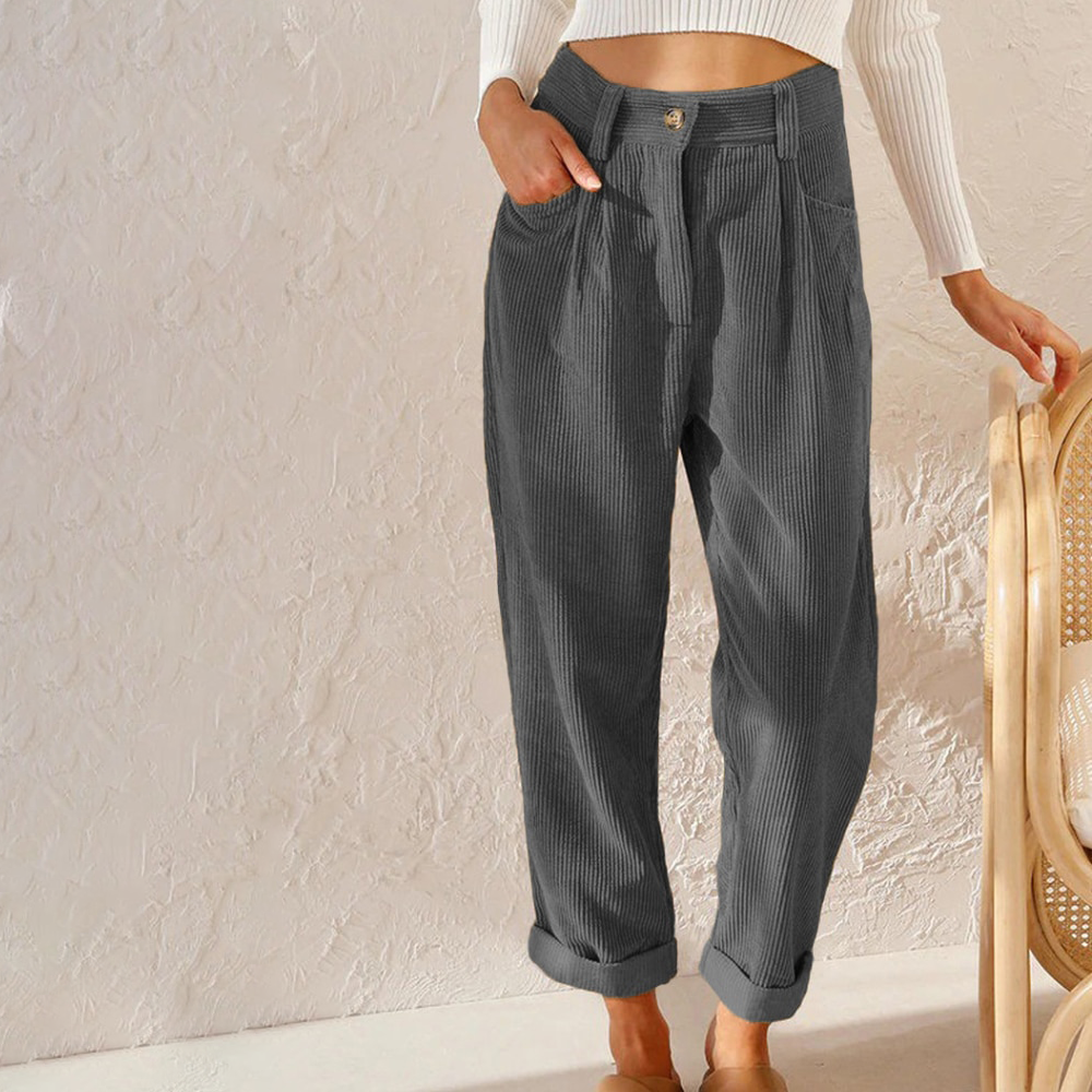Pantalones Pana Mujer Cintura Alta Invierno