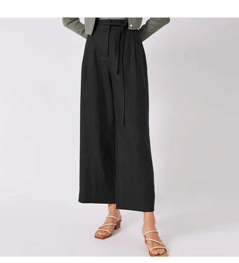 Pantalones Lino Cintura Alta Mujer