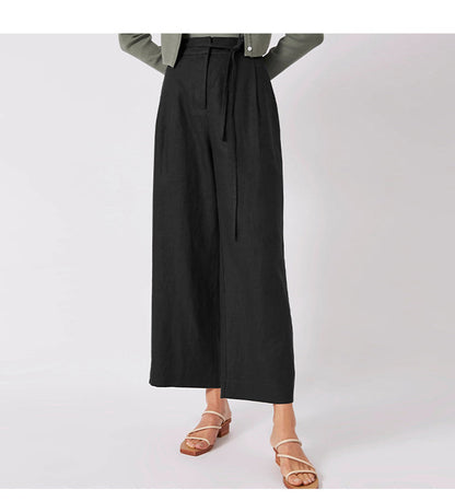 Pantalones Lino Cintura Alta Mujer