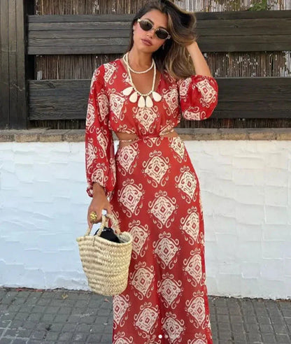 Vestido Otoñal con Escote en V