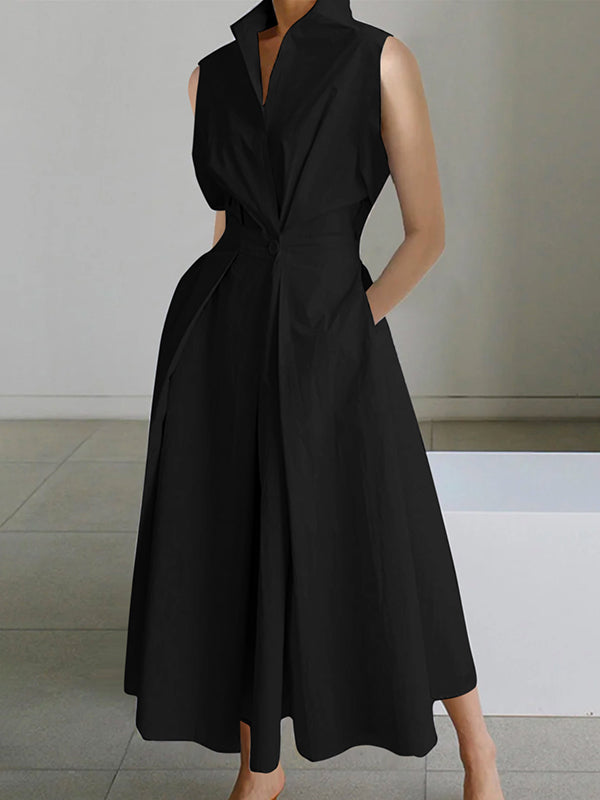 Vestido Algodón Clásico Cuello Blanco