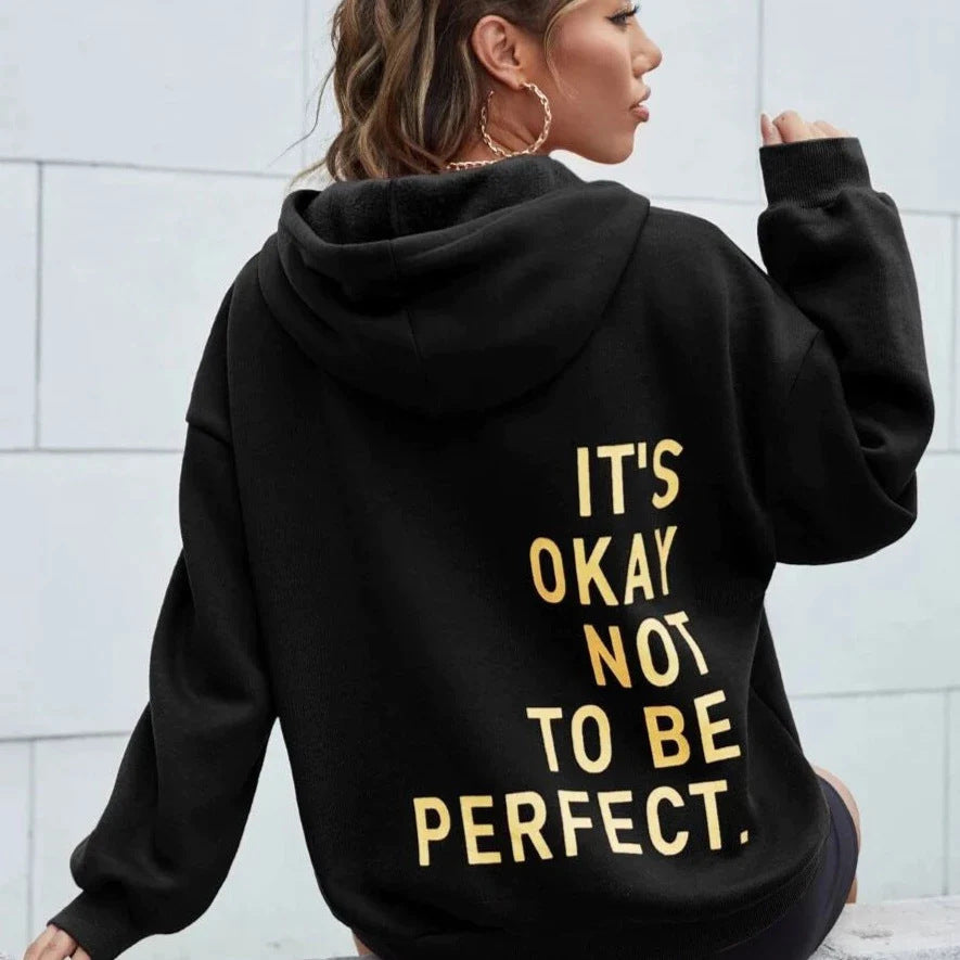 Sudadera grande con capucha estampada fashionable mujer - Vestiria