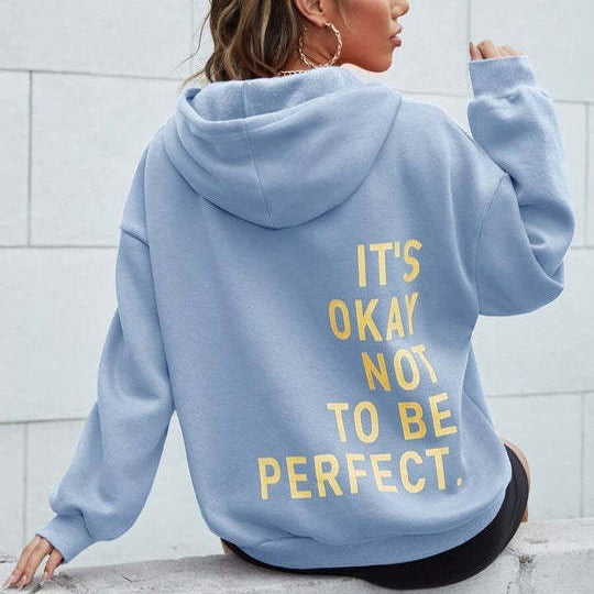 Sudadera grande con capucha estampada fashionable mujer