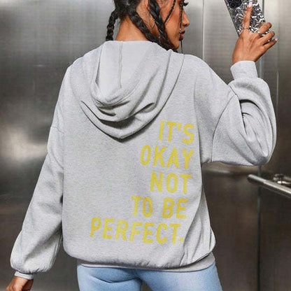 Sudadera grande con capucha estampada fashionable mujer