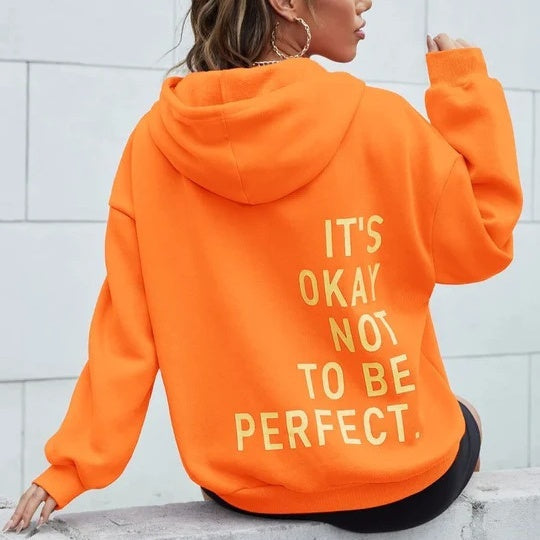 Sudadera grande con capucha estampada fashionable mujer