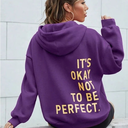 Sudadera grande con capucha estampada fashionable mujer