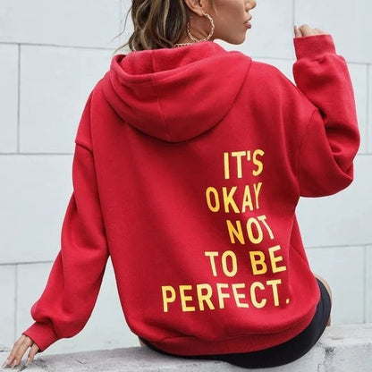 Sudadera grande con capucha estampada fashionable mujer