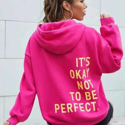 Sudadera grande con capucha estampada fashionable mujer