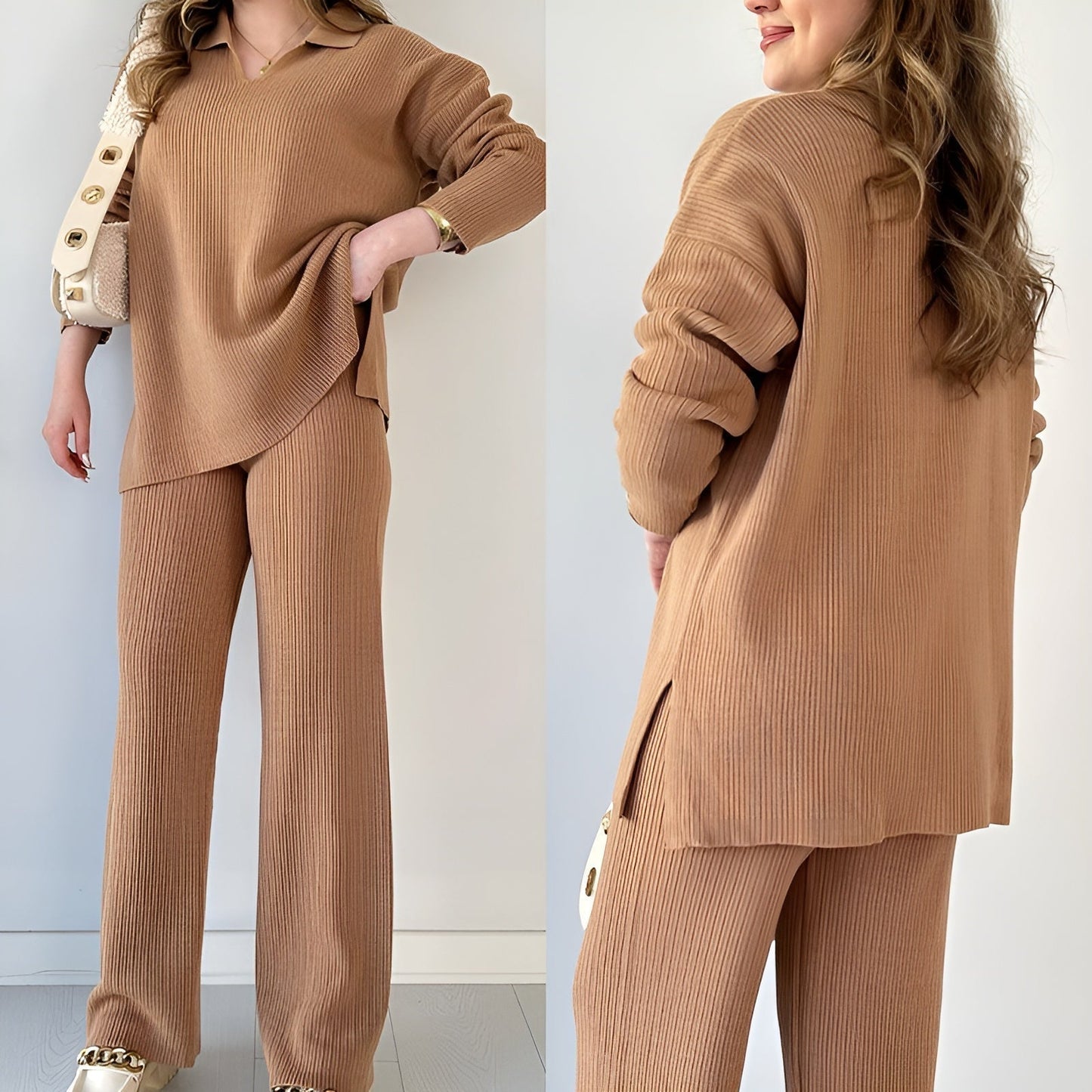 Conjunto Mujer Blusa Larga y Pantalón Elegante