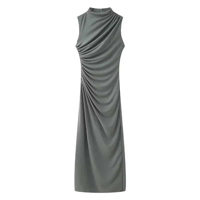 Vestido Mujer Midi Elegante Cintura
