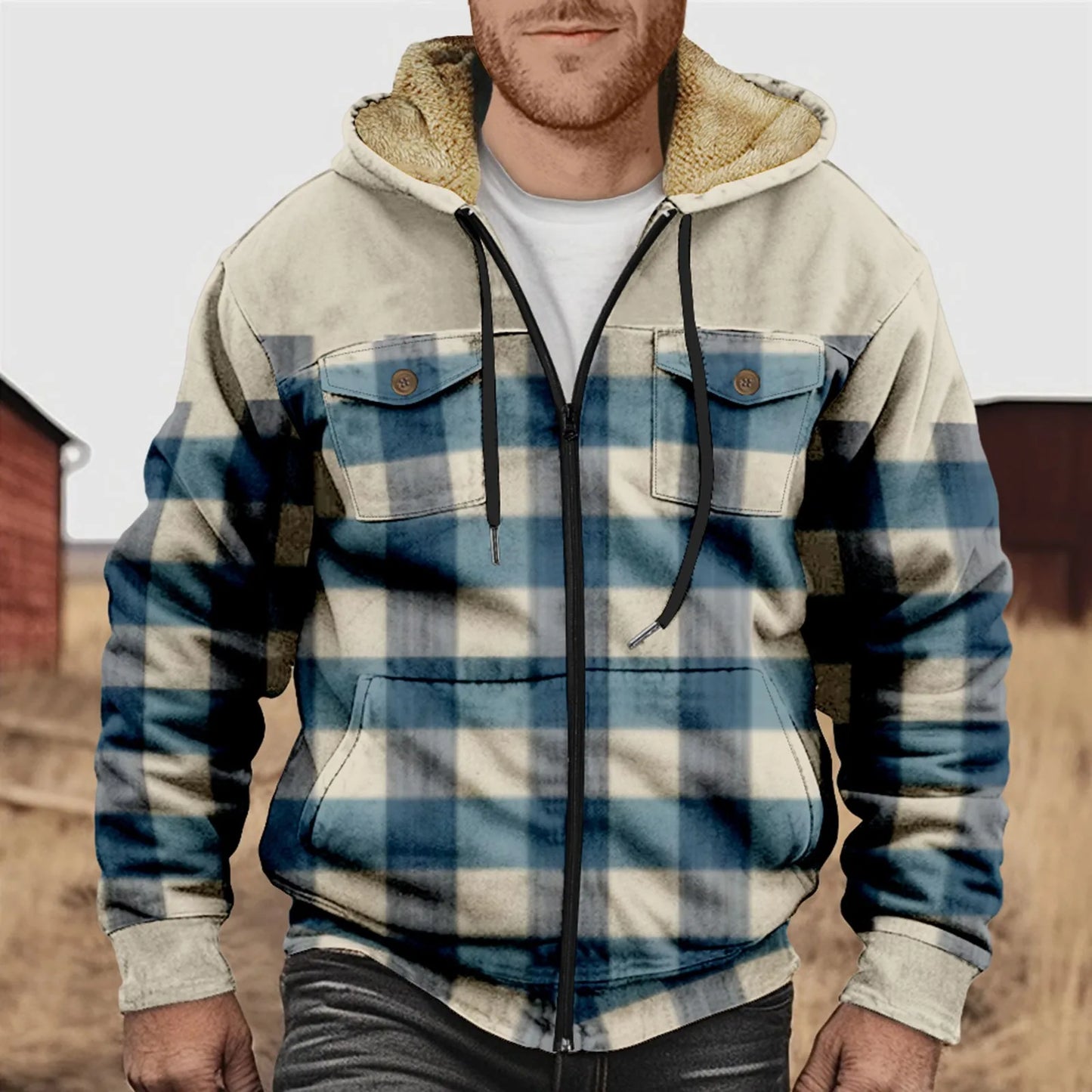 Camisa Hombre Franela Acogedora con Capucha