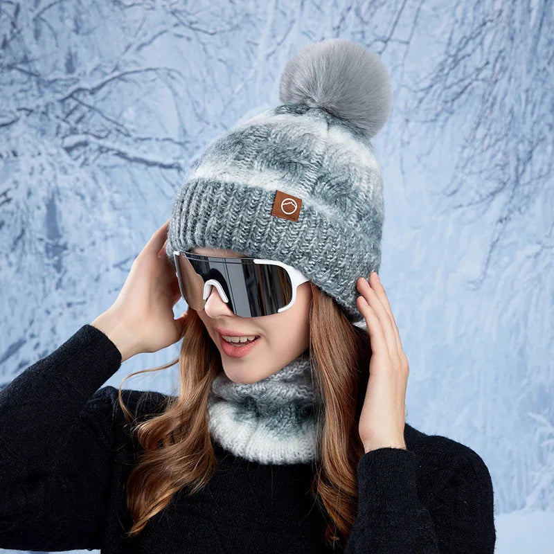 Gorro y Cuello Tejido Femenino Abrigado