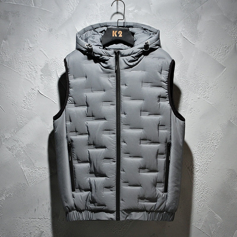 Chaleco Abultado Con Capucha Impermeable