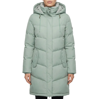 Abrigo Mujer Acolchado Largo con Capucha Cálido