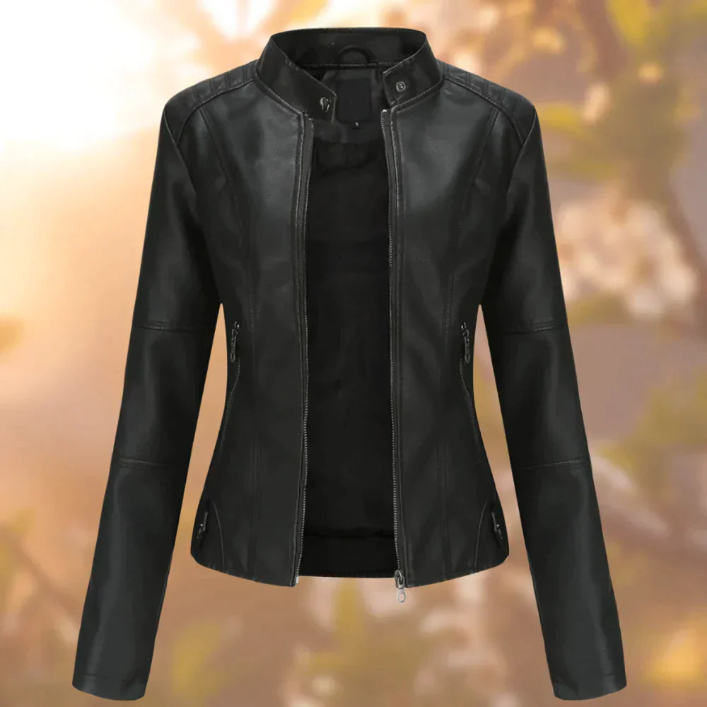 Chaqueta de cuero sintético ajustada mujer - Vestiria