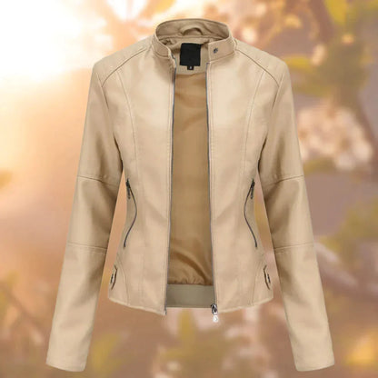 Chaqueta de cuero sintético ajustada mujer