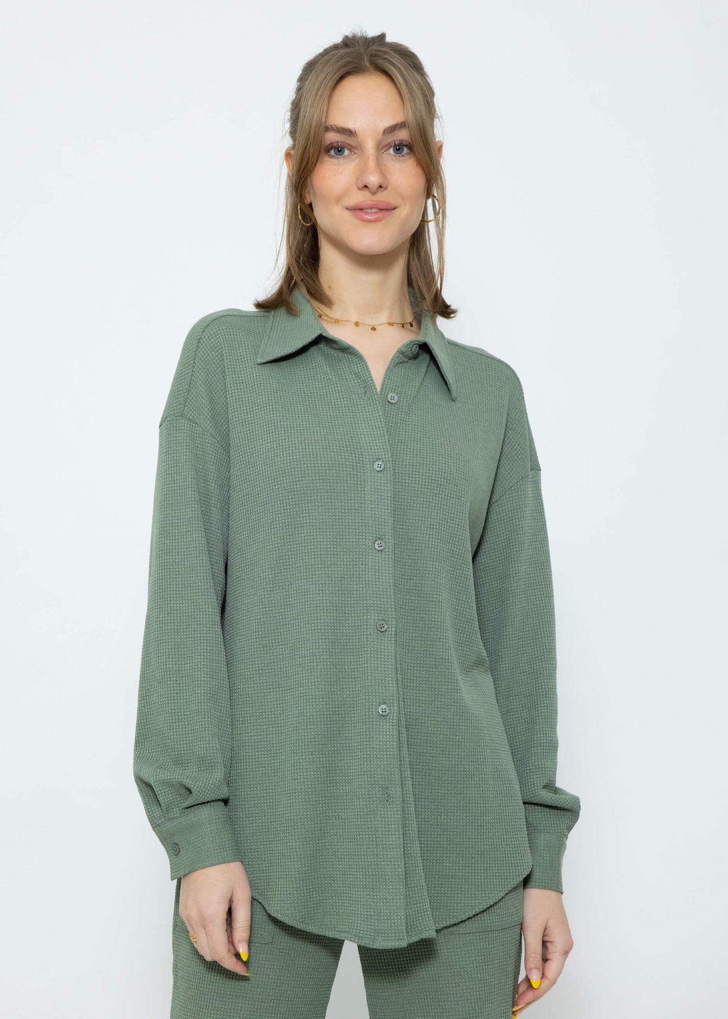 Blusa Oversize Piqué Cuello Alto