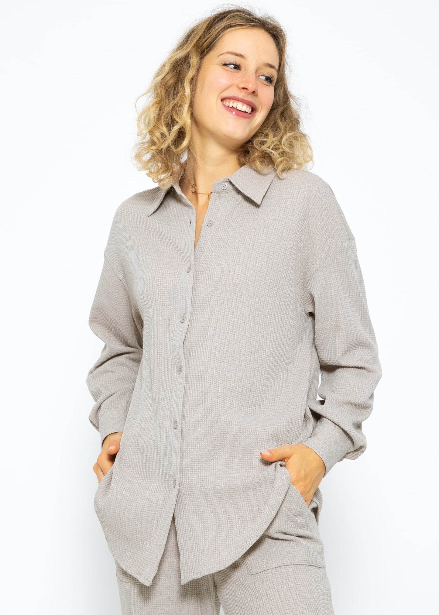 Blusa Oversize Piqué Cuello Alto - Vestiria