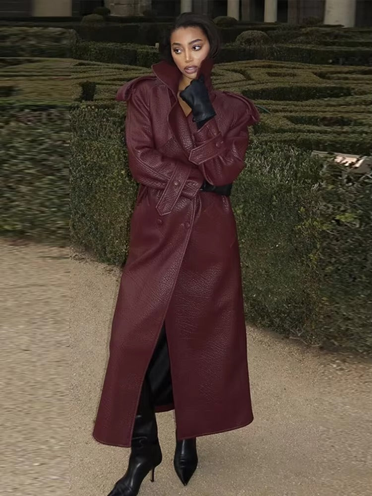 Abrigo Largo Invierno Mujer Cinturón Chic
