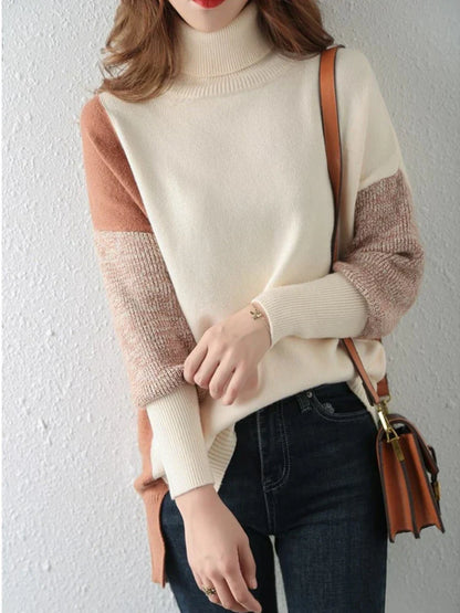 Sudadera Mujer Cuello Alto Con Contraste Deportiva