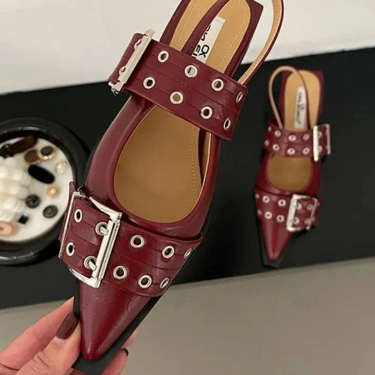 Merceditas Mujer Rojas con Hebilla Clásicas - Vestiria