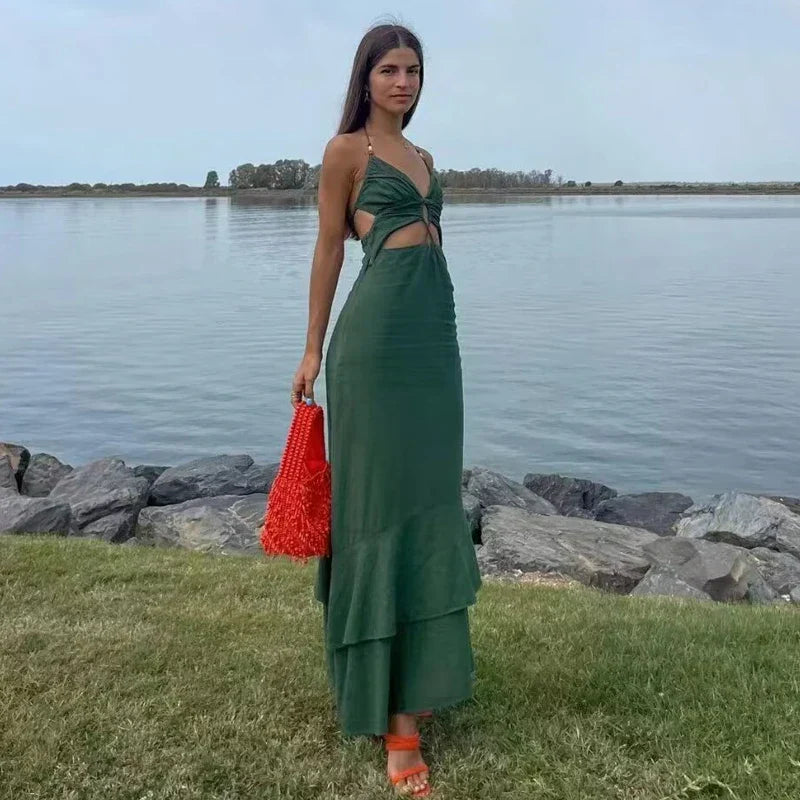 Vestido Festivo con Escote y Encaje