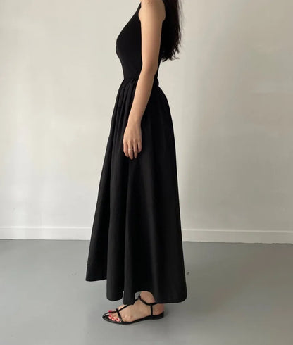 Vestido Largo Mujer Negro Elegante Sin Mangas