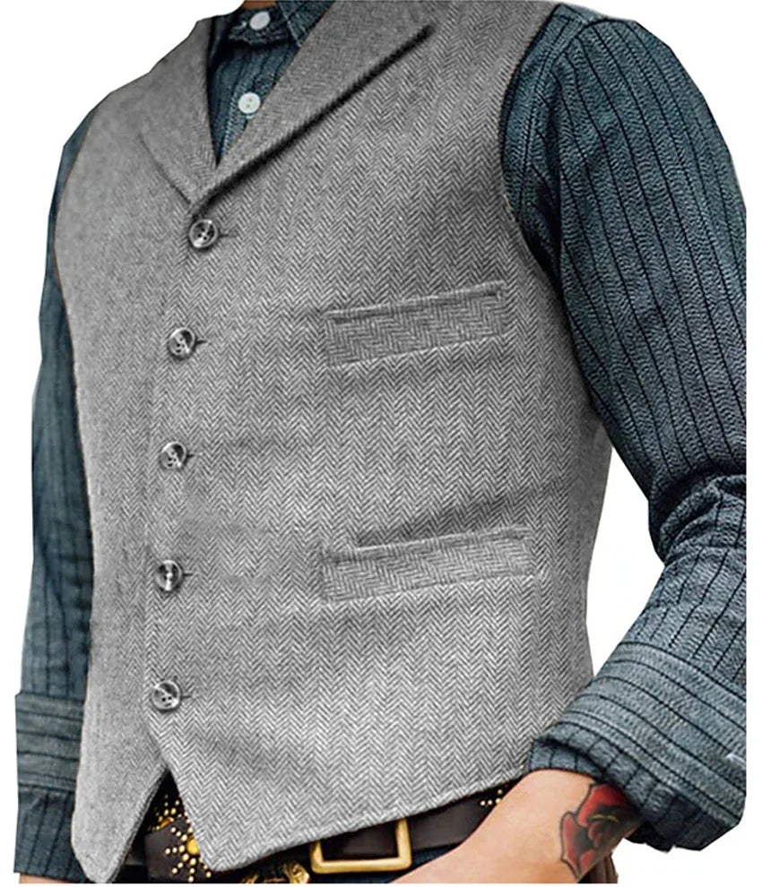 Chaleco Hombre Estilo Retro Corte Ajustado