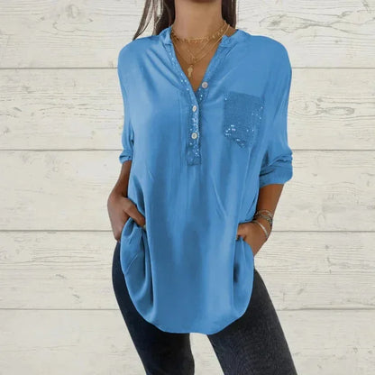 Blusa Mujer Elegante con Lentejuelas Brillantes