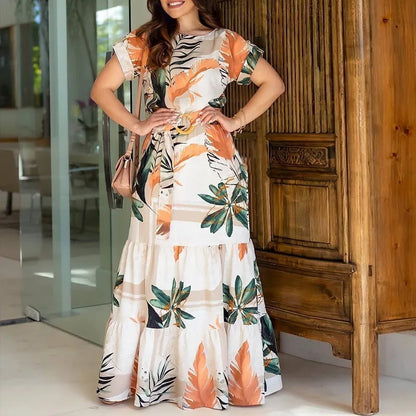 Vestido flores estampado cinturado elegante - Vestiria