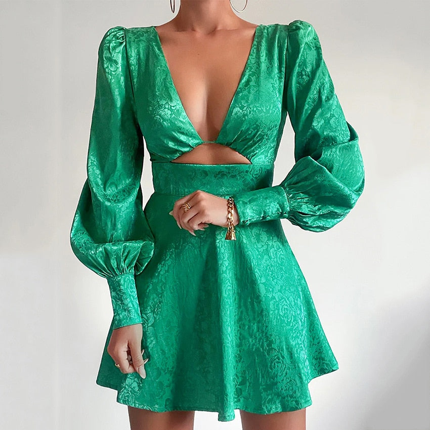 Vestido Corto Mujer Escote V Profundo