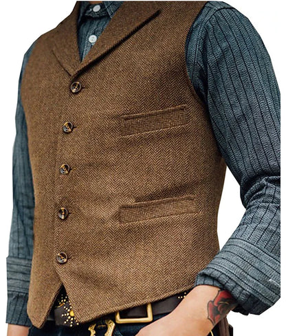 Chaleco Hombre Estilo Retro Corte Ajustado - Vestiria