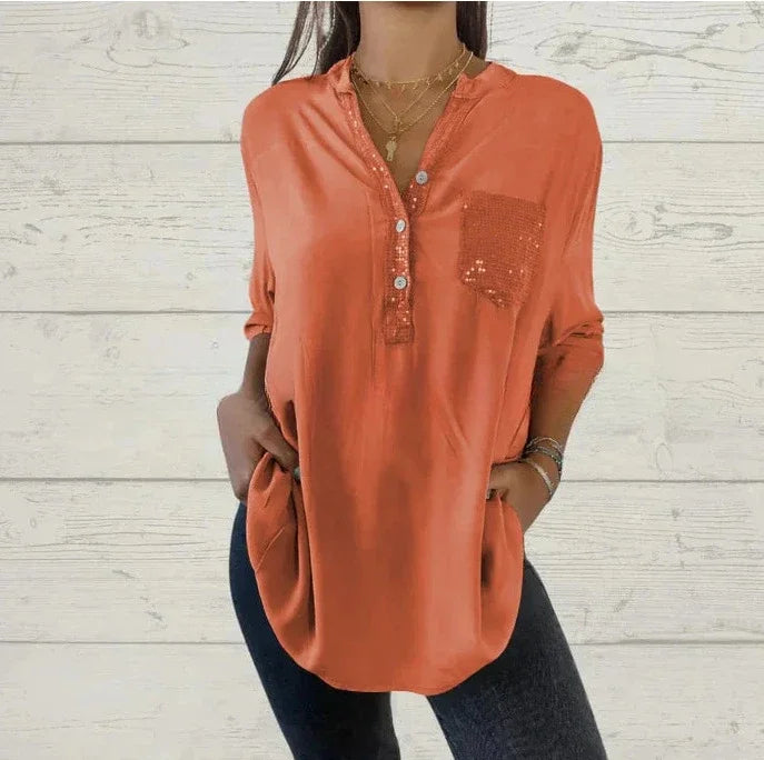 Blusa Mujer Elegante con Lentejuelas Brillantes