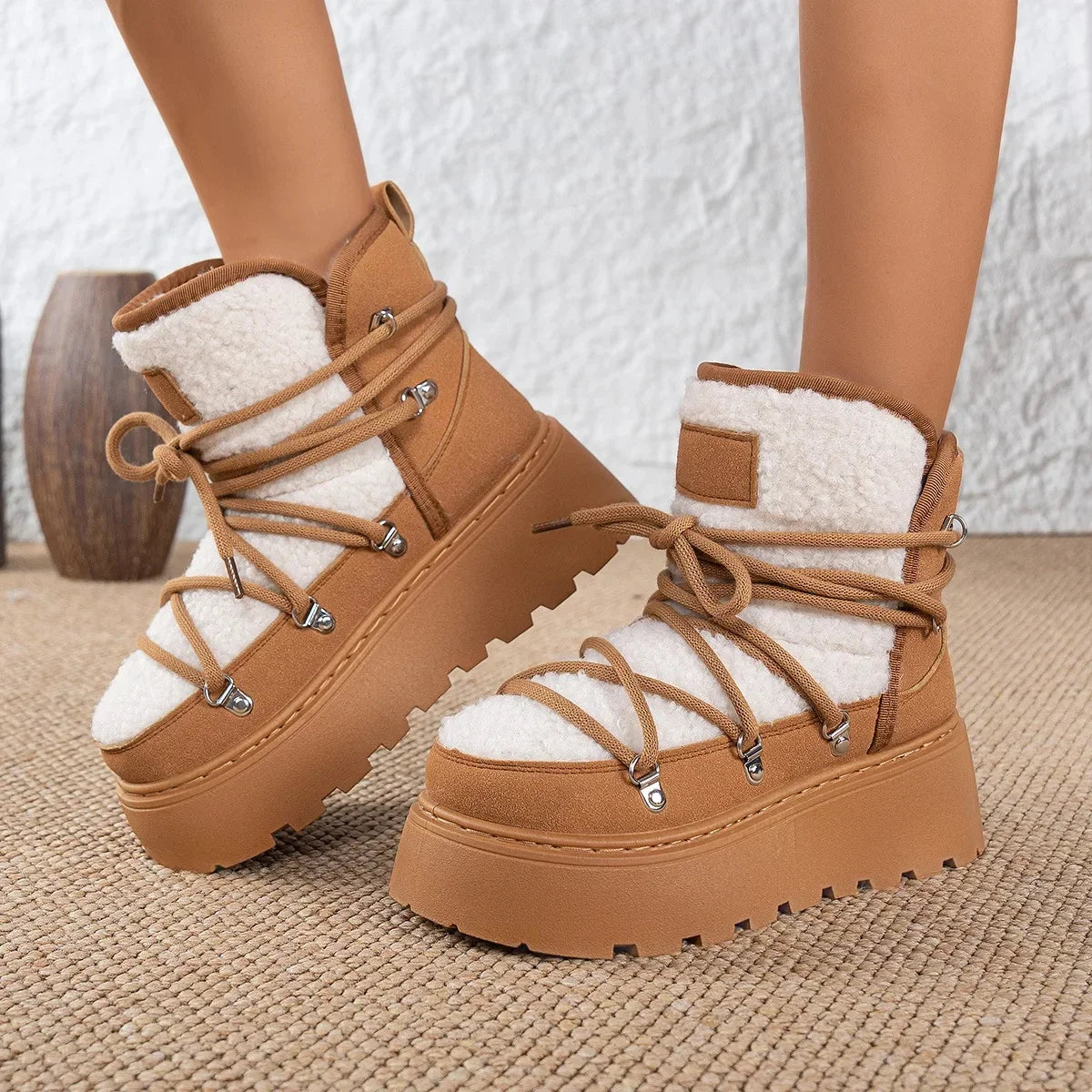 Botas Cuero Forradas Peludo Invierno