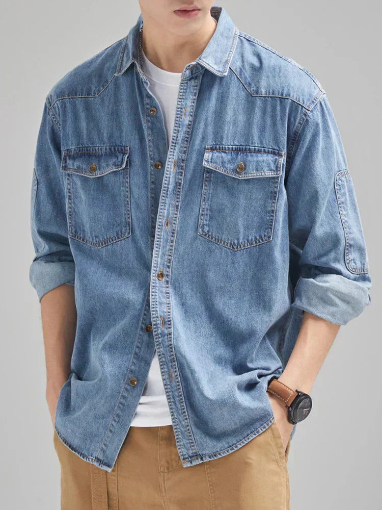 Camisa cowboy fuerte manga larga hombre