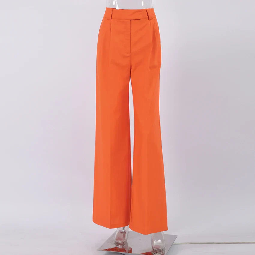 Pantalón Lino Naranja Mujer Verano