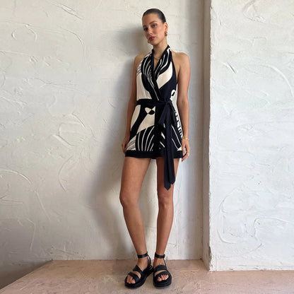 Vestido Blanco y Negro Elegante - Vestiria